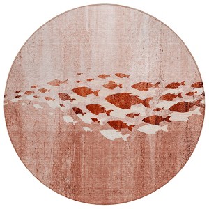 Terra Cotta Copper And Ivory Nautical Washable Indoor Outdoor Area Rug - 1 of 4