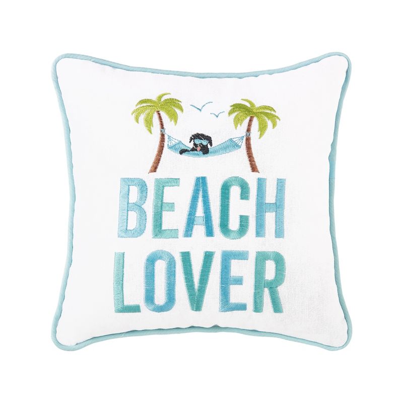 C&F Home 10" x 10" Beach Lover Embroidered Throw Pillow, 1 of 4