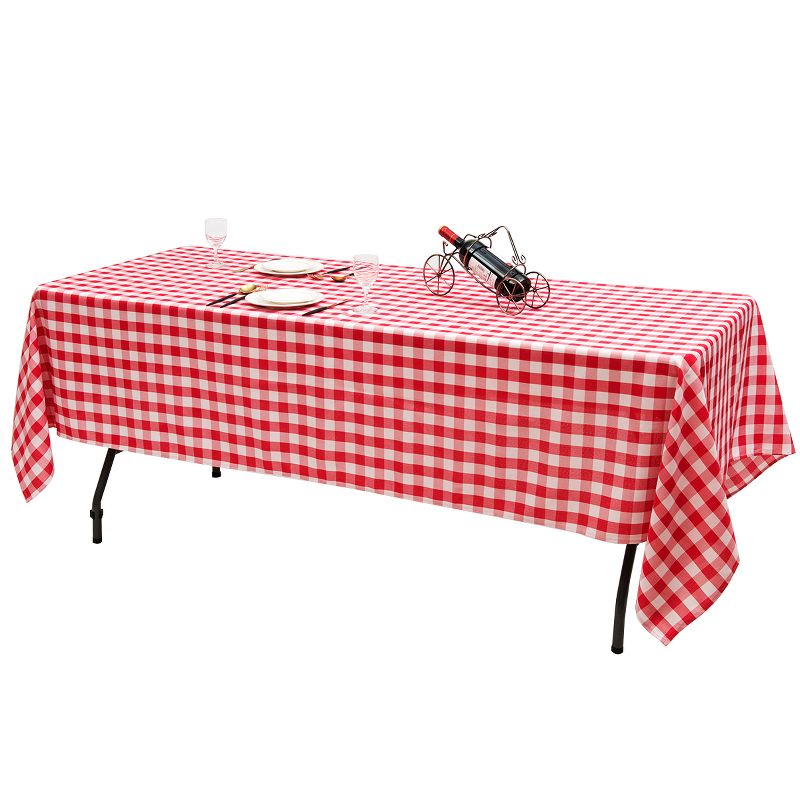 Tangkula 10PC 60x126" Rectangular Plaid Tablecloth Machine Washable Polyester Table Cover, 5 of 7