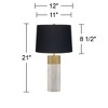 Possini Euro Design Leala Modern Accent Table Lamp 21" High Faux Marble Gold Metal Black Drum Shade for Bedroom Living Room Bedside Nightstand Office - 4 of 4