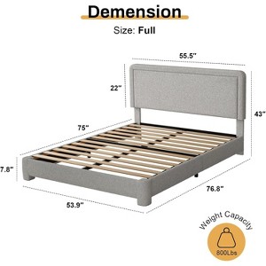 Vipbear Boucle Bed Frame,Upholstered Bed Frame With Headboard, Surface Cover Soft Cloud Bed Frame Easy Assembly, No Box Spring Required - 1 of 4