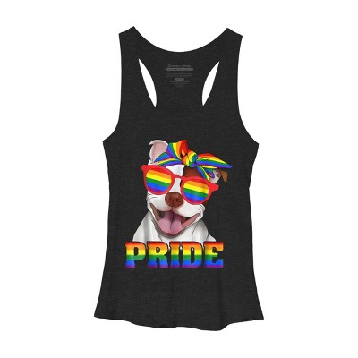Adult Design By Humans Pit Bull Rainbow Pride Dog By Luckyst Racerback Tank Top