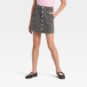 Girls' Button-Front Denim Skirt - Cat & Jack™ - 1 of 3