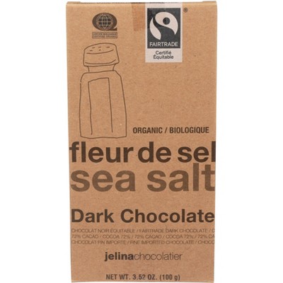 Jelina Chocolatier Sea Salt Dark Chocolate Bar - Case 8 - 3.52 Oz : Target