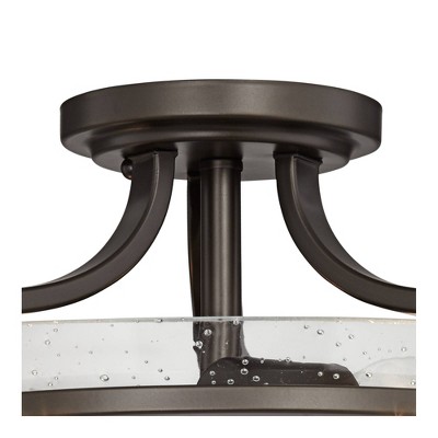 Bronze & Clear Seedy Glass 16" Bowl Ceiling Light Fixture