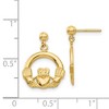 Black Bow Jewelry 13mm Dangling Claddagh Post Earrings in 14k Yellow Gold - 4 of 4