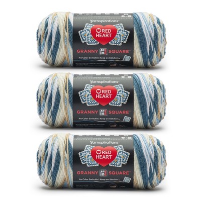 Red Heart All in One Granny Square Yarn 3 Pack-Aran - Soft Sky