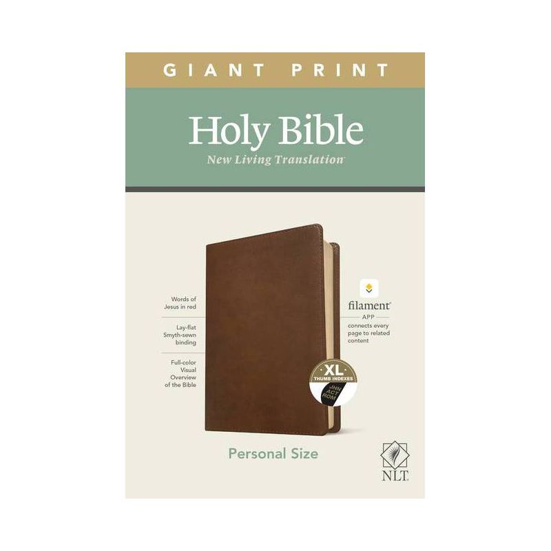 NLT Personal Size Giant Print Bible, Filament Enabled Edition (Red Letter, Leatherlike, Rustic Brown, Indexed) - Large Print (Leather Bound), 1 of 2