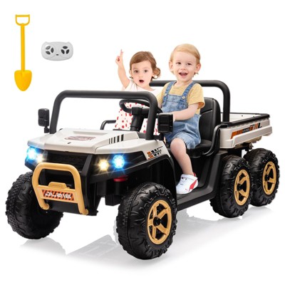 2 Seater Ride On Car for Kids w/Parent Remote Control, 24v Ride On Dump Truck with Shovel, Music Player, Kids Utv Ride On Truck