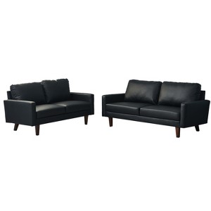 Hybition Leather Sofa Set Modern Sofa & Loveseat Set 2 Piece Couch Set with Wooden Legs for Living Room, Apartment - 1 of 4