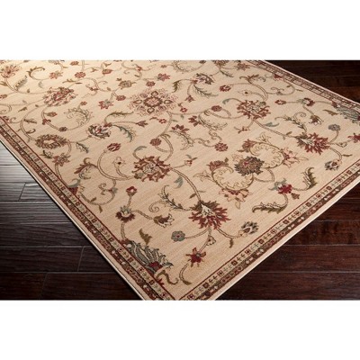 George 7'10" Round Khaki Floral Synthetic Area Rug