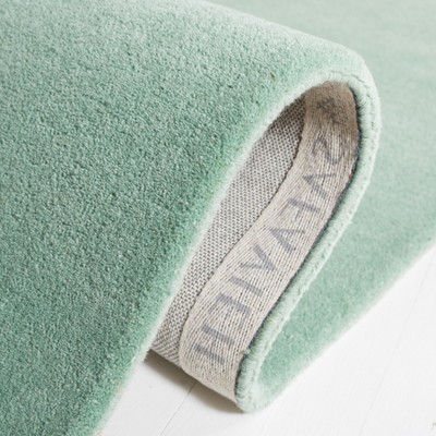 Art Deco Hand-Tufted Wool & Silk Green Square Rug - 5' x 5'