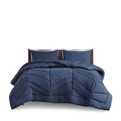 Navy Twin Microfiber Quilted Comforter Set