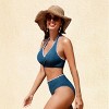 Women's Sea Ripple Blue Bathing Suit Textured Bikini Set -Cupshe - 3 of 4