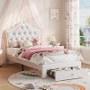 Clearance, Bed Frame with LED Upholstered Headboard, Storage Drawer, Crystal Tufting, for Kids and Teens - 3 of 4