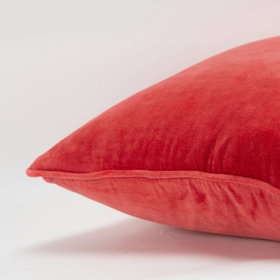 Medium Ruby Cotton Velvet Square Throw Pillow