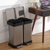 COZONY Dual Compartment Trash Can, Stainless Steel Step Bin with Two Separate Sections for Kitchen and Office - 4 of 4