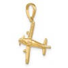 Black Bow Jewelry 14k Yellow Gold 3D Low-Wing Airplane Pendant - 3 of 4