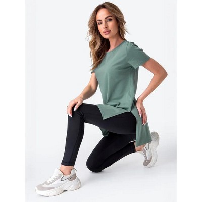 Mocamel Women's Casual Crew Neck Short Sleeve Tunic Top Loose Fit Solid Color Tee for Streetwear & Daily Wear