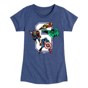 Girls' - Marvel - Avengers Birthday 6 Fitted Short Sleeve Graphic T-Shirt - 1 of 4