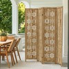 Wooakway Rustic Folding Wood Room Divider Vintage Freestand Privacy Screen for Room Seperation Living Room Bedroom Office Room - 3 of 4