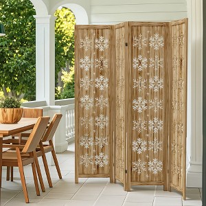 Spassway Rustic Folding Wood Room Divider Vintage Freestand Privacy Screen for Room Seperation Living Room Bedroom Office Room - 1 of 4
