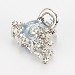 Unique Bargains Women's Fashion Moon Hair Clips Blue Silver Tone 1 Pc - 1 of 3