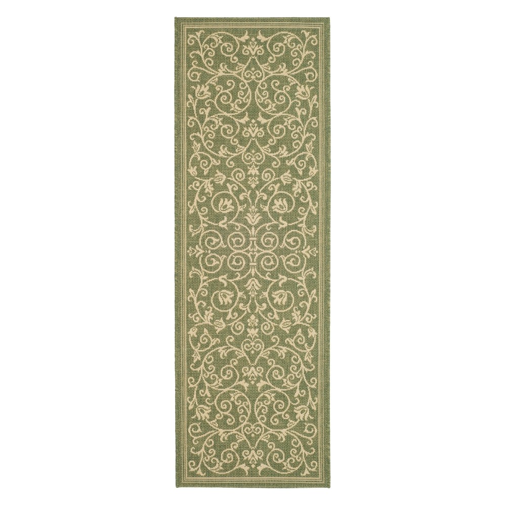 2'3inX10' Rectangular Vaucluse Outdoor Rug Olive/Natural - Safavieh