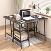 VECELO Computer Desk Home Office Workstation Study Laptop Table with Power Outlets and 2 Tier Storage Shelves Black/Oak - image 4 of 4