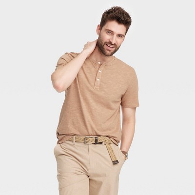 Men's Long Sleeve Henley Shirt - Goodfellow & Co™ Heathered Beige
