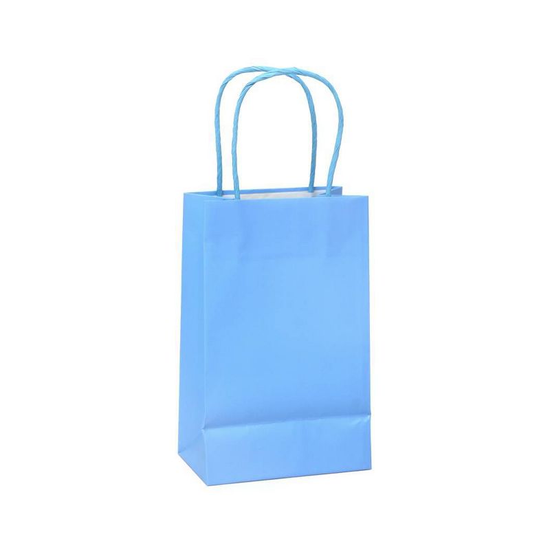Jr. Tote Bag Solid Blue - Spritz&#8482;: Small Size, Matte Laminated Paper, Strong Twisted Handles, Multicolor, All Occasions, 4 of 5
