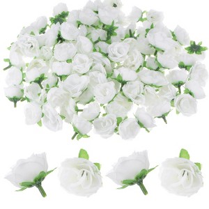 Unique Bargains Silk Plastic Small Faux Rose Artificial Flower Heads 1.2 inch - 1 of 4