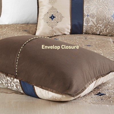 Regency Heights 24 Pcs RIAB Faux Silk Luxury Bedding Set, Classic Palace Style Medallion Jacquard Premium Bed Set with Pillows, Bedskirt and Valances, Navy, Queen — фото 8