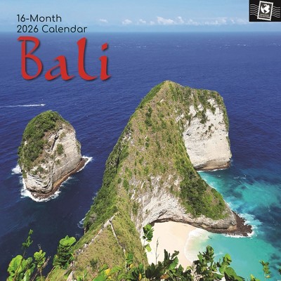 2026 Square Wall Calendar, Bali, 16-Month Passport Collection Theme, 180 Reminder Stickers (12x12 In)