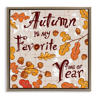 Stupell Industries Autumn Phrase with Leaves Black Floater Framed Canvas Wall Art