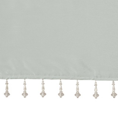 Dusty Aqua Faux Silk Tab Top Valance with Beads