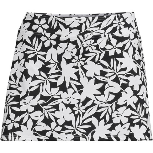 Lands' End Women's Plus Size Chlorine Resistant Tummy Control Swim Skirt  Swim Bottoms - 22W - Black Havana Floral