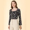 INSPIRE CHIC Women's Blouse Cowl Neck Vintage Floral Long Sleeve Shirts - 3 of 4