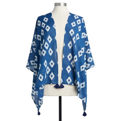 DEMDACO Indigo Block Print Scarf - Diamond blue