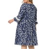 Agnes Orinda Women's Plus Size Floral Print Ruffle 3/4 Sleeve V Neck Lace Hollow Panel Retro Babydoll Midi A Line Dresses - 4 of 4