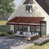Outsunny 12' x 8' Patio Awning Canopy Retractable Sun Shade Shelter with Manual Crank Handle for Patio, Deck, Yard, Brown - 2 of 4