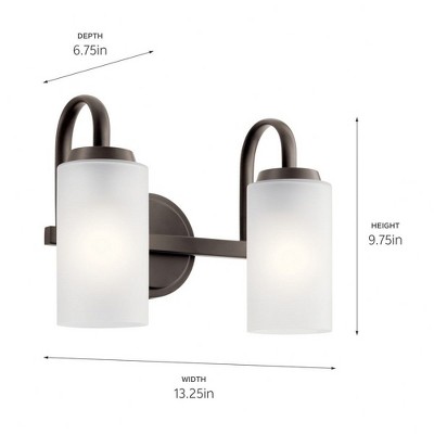 Kennewick Olde Bronze 2-Light Vanity Sconce with Satin Etched Glass