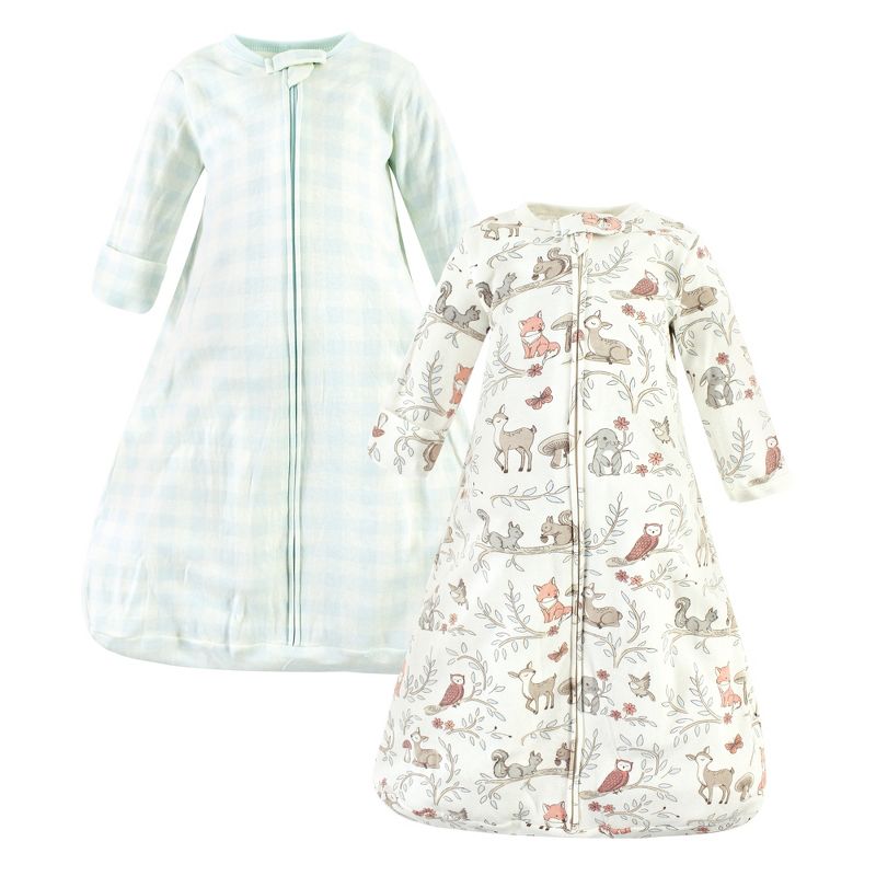 Hudson Baby Infant Girl Cotton Long-Sleeve Wearable Sleeping Bag, Sack, Blanket, Girl Woodland Pals Long Sleeve, 1 of 5