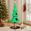 Angel Sar 59in Christmas Tree Cat Tower, 2 Cat Condos with Scratching Post, Soft Fleece Cover, Teaser Toy, Stable Base for Indoor Cats, Green - 2 of 4