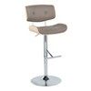 Contemporary Adjustable Swivel Barstool with Metal Base, Wood and Upholstered Seat - Set of 2 - 2 of 4
