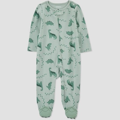 Image of Carter's Just One You®️ Baby Boys' Dino Footed Pajama - Green Newborn