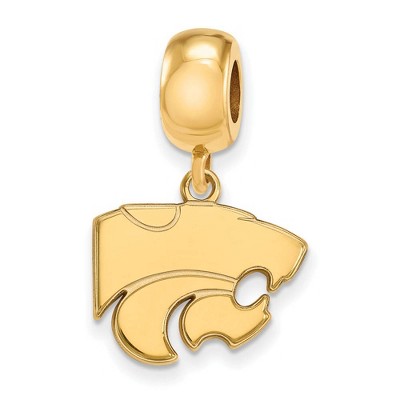 Black Bow Jewelry 14k Yellow Gold Plated Sterling Silver Kansas State Wildcats NCAA Bead Charm