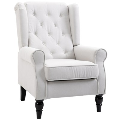HOMCOM Button-Tufted Accent Chair with High Wingback, Rounded Cushioned Armrests and Thick Padded Seat