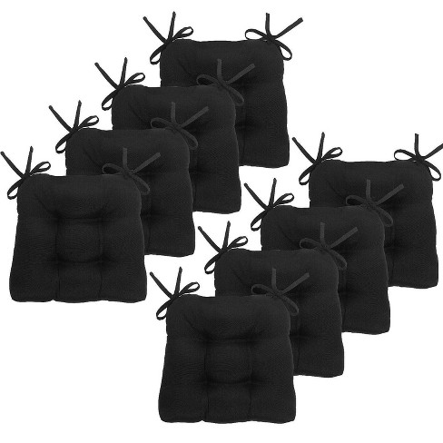 Black chair pads with ties hot sale