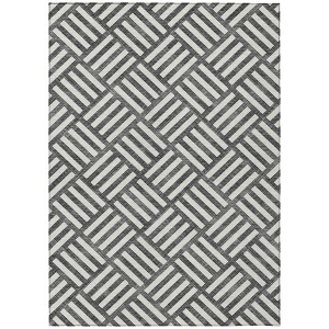 Black And Ivory Geometric Washable Indoor Outdoor Area Rug - 1 of 4